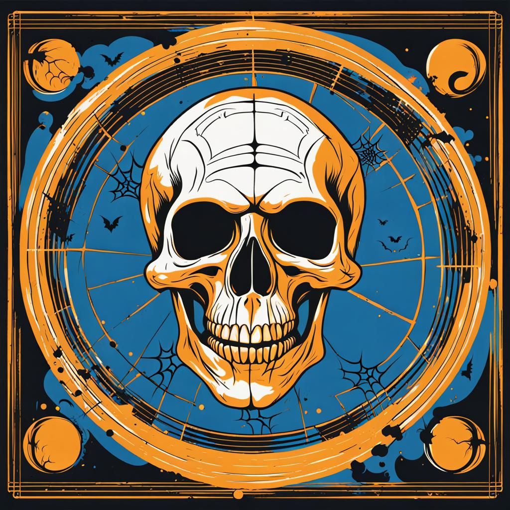 Halloween Skull Party Poster in Pop Art Style