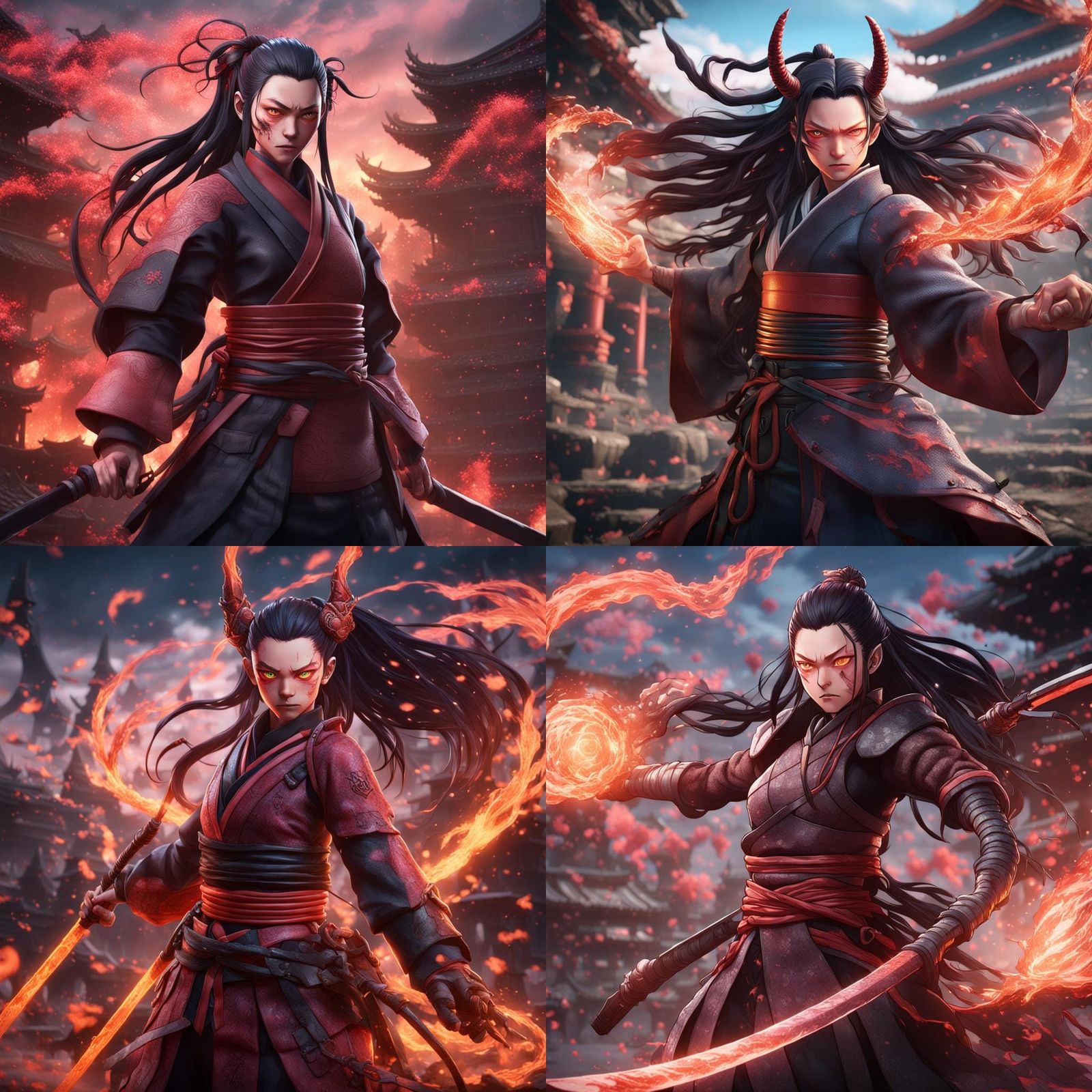 Demon Nezuko Kamado: Detailed Matte Painting