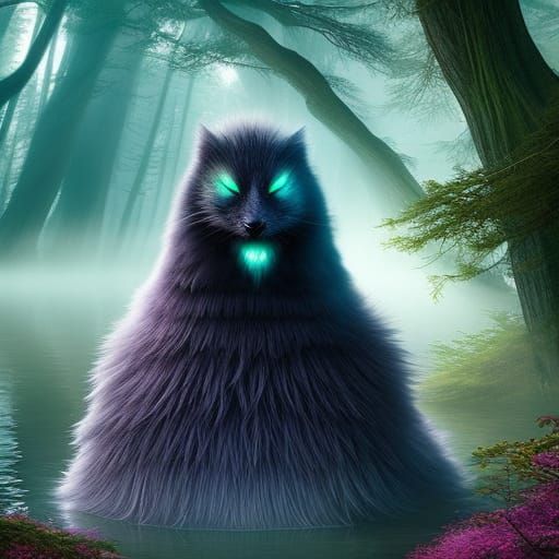 Ethereal Ghostly Wraith Over Forest Lake