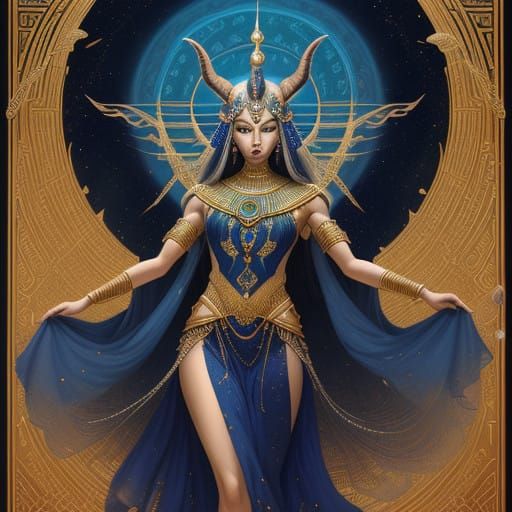 Ethereal Goddess Dances Amidst Anubis's Watchful Eyes