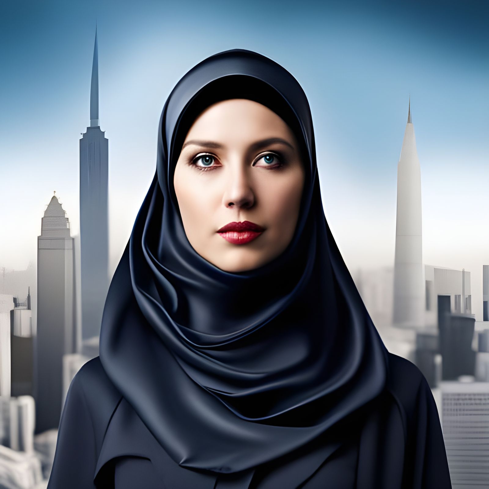 Arrogant Beauty: German Woman in Satin Hijab