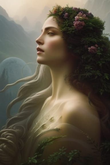 Gaia: Earth Goddess Portrait in Detailed Concept Art