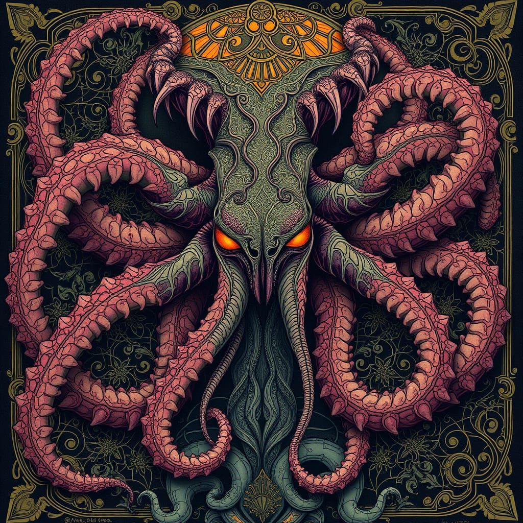 Eldritch Creature in Art Nouveau Style