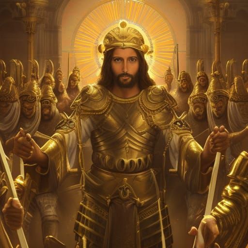 Jesus Christ as Warrior King in Golden Armor