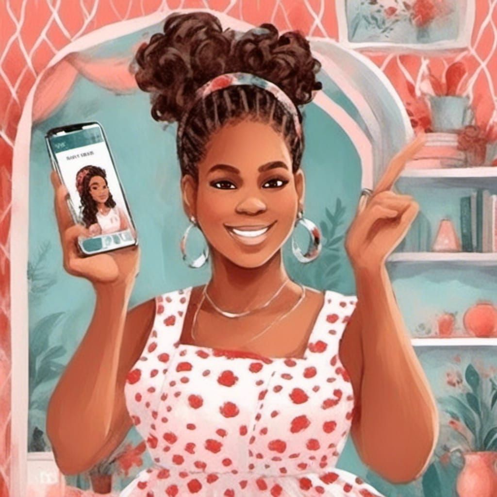 Girl Taking Selfie in Children's Book Illustration