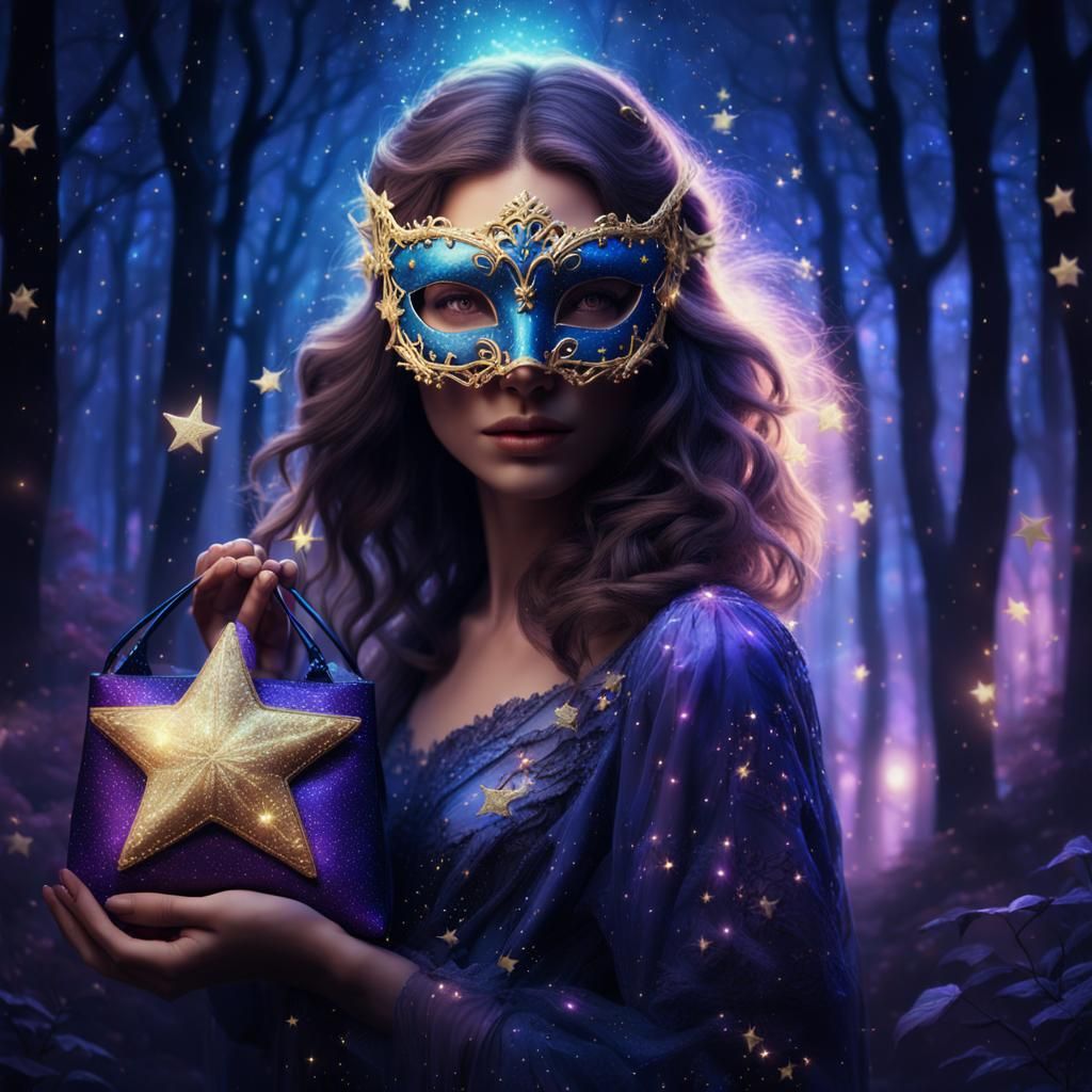 Masquerade Masked Woman in Enchanted Forest