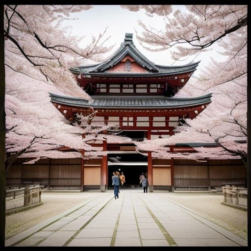 Heroic Samurai Defends Shrine Under Sakura Blossoms in Cinem...