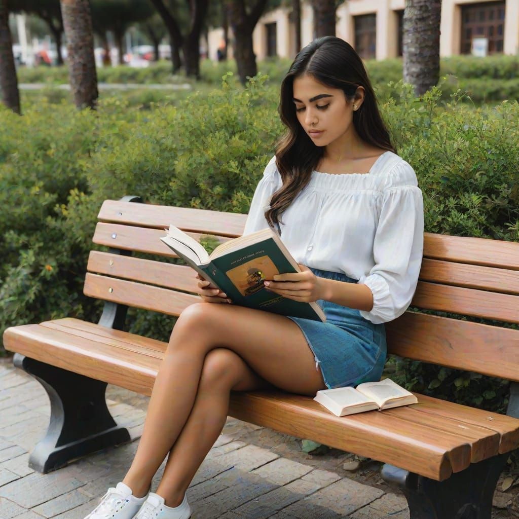 A Young Mexican Girl Reads in a Vibrant Street Scene