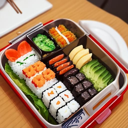 Vibrant Japanese Bento Box Close-Up Photography
