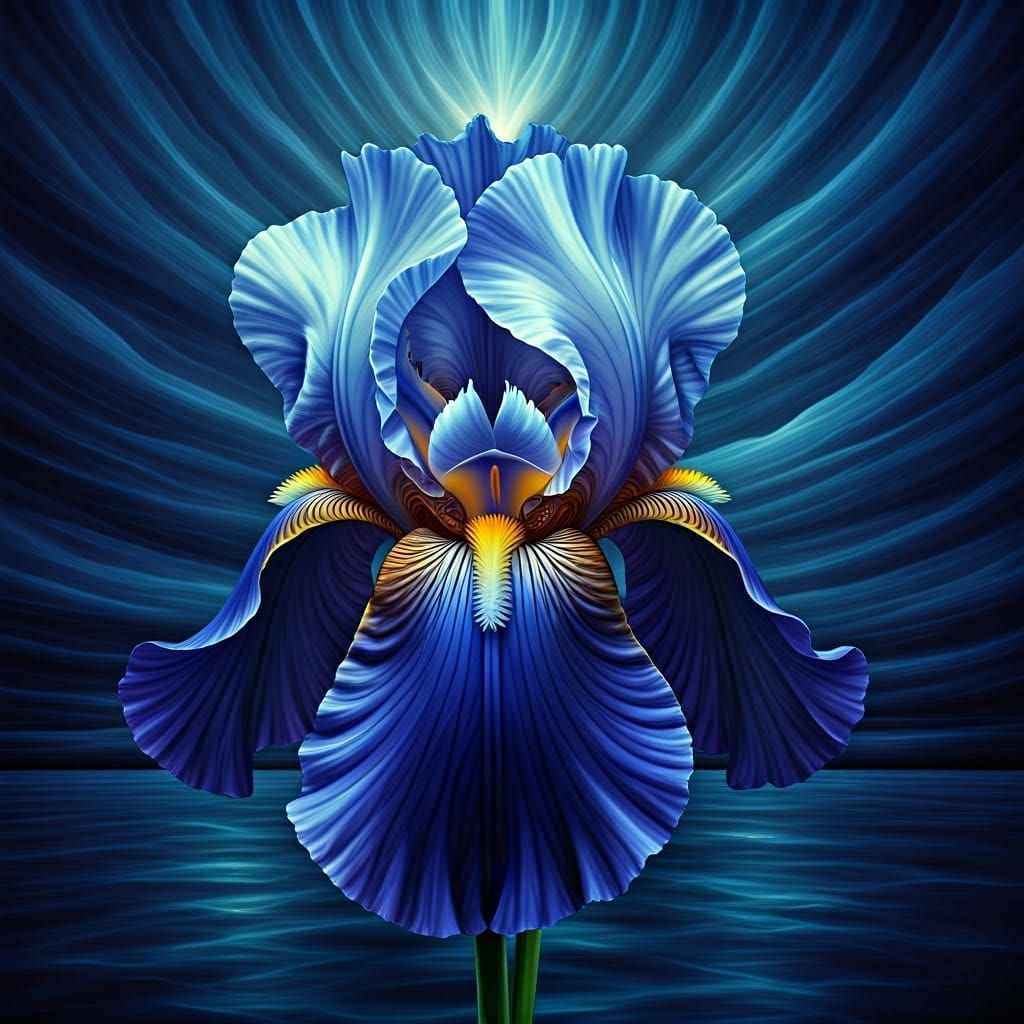 Surreal Blue Iris Dreamscape in Digital Art Style