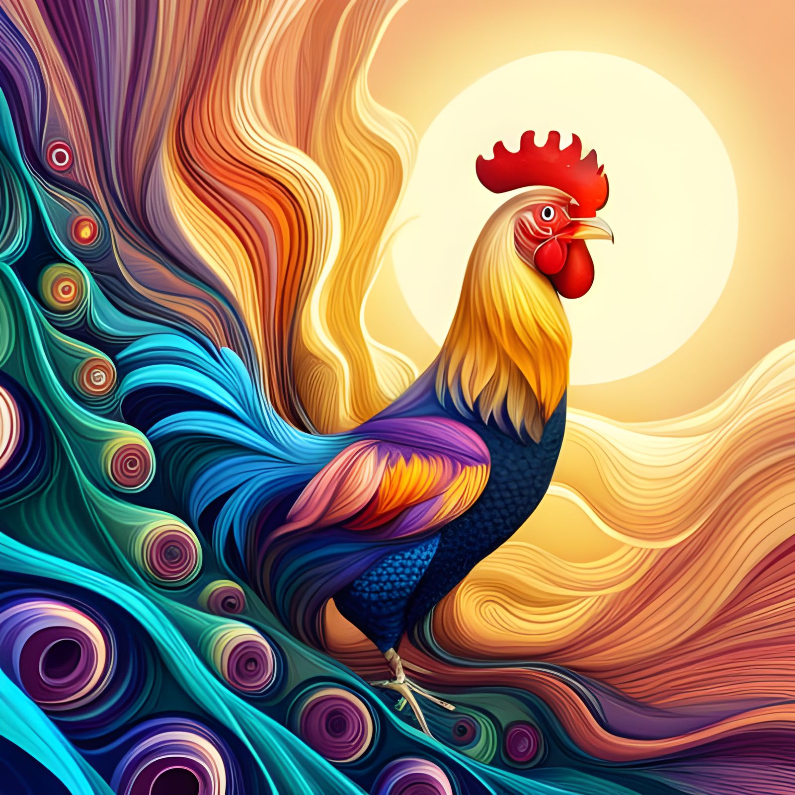 Abstract Rooster Fractal with 3D Shading