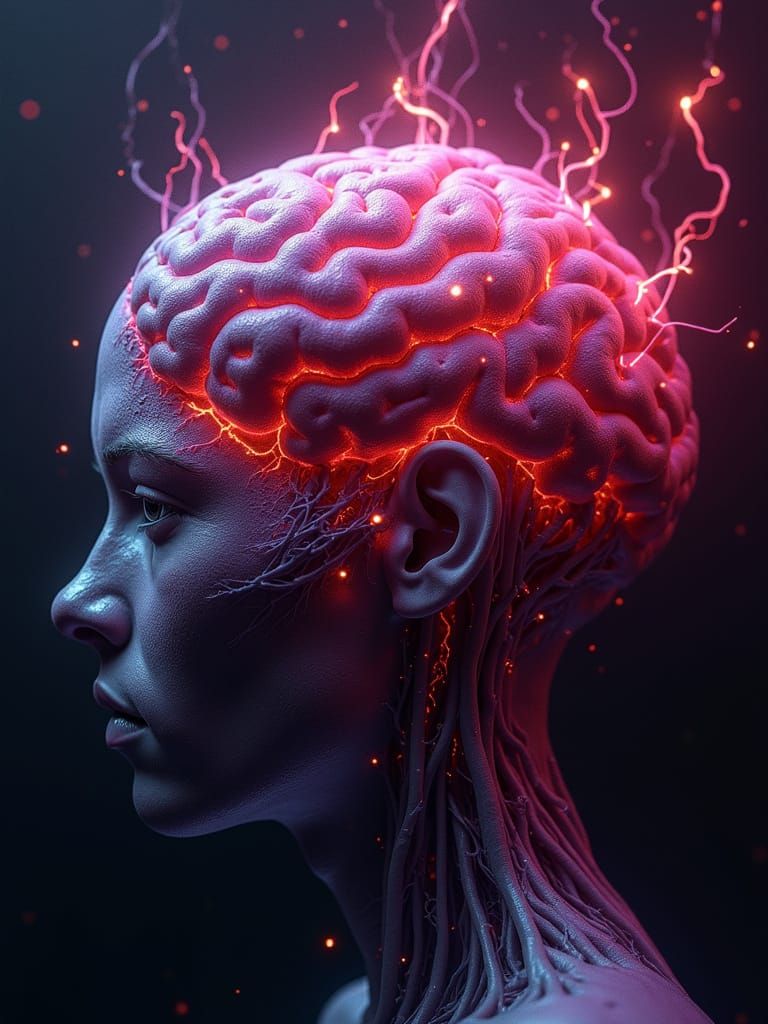 Sentient Brain Personifies Encephalitis In Digital Painting