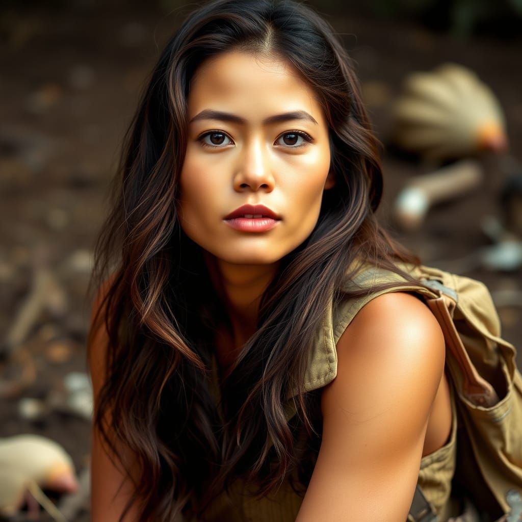 Filipina Survivalist in Earthy Tones