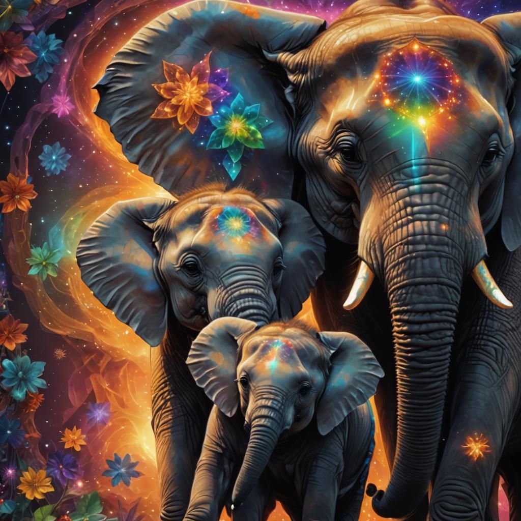 Cosmic Elephants in Astral Fractal Dreamscape