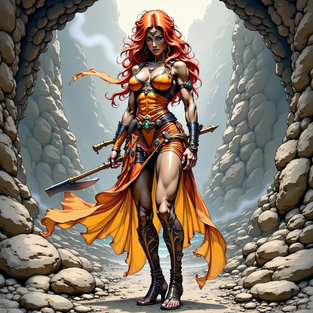 Storm Warrior Woman in Fantasy Art Style