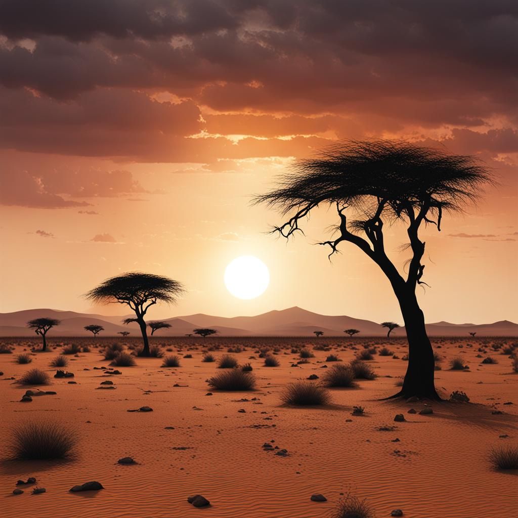 African Desert Sunset in Sinister Style