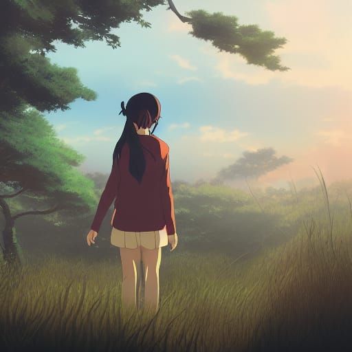 Lofi Girl in Anime Key Visual Style