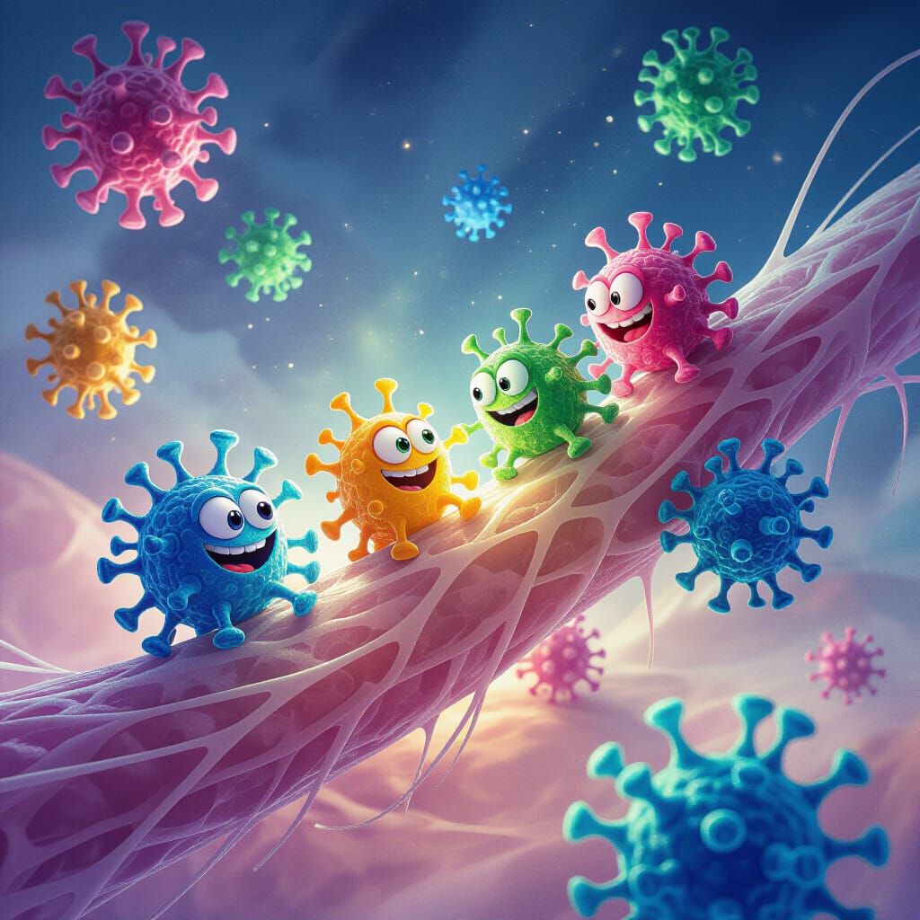 Microscopic Germs Play Hide-and-Seek on Hair Strand