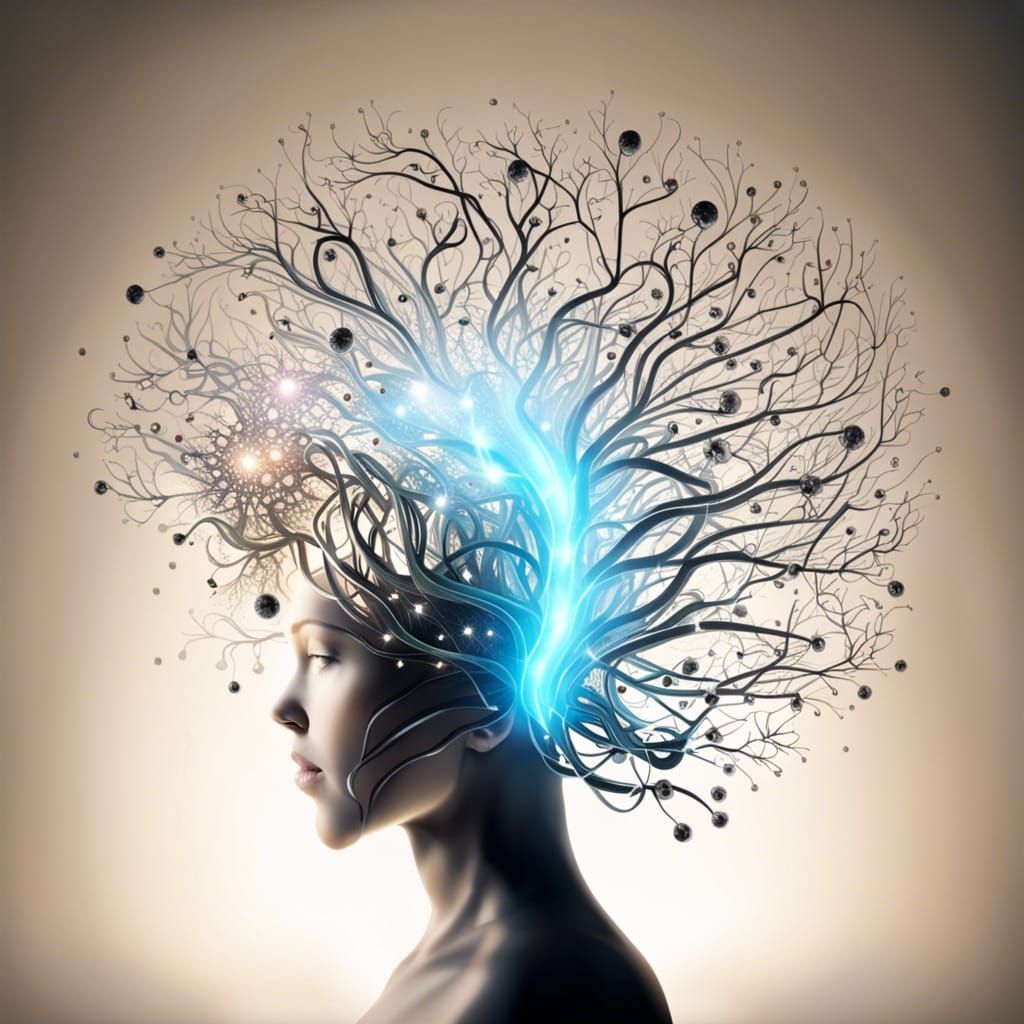 Glowing Brain Floating, Intricate Concept Art