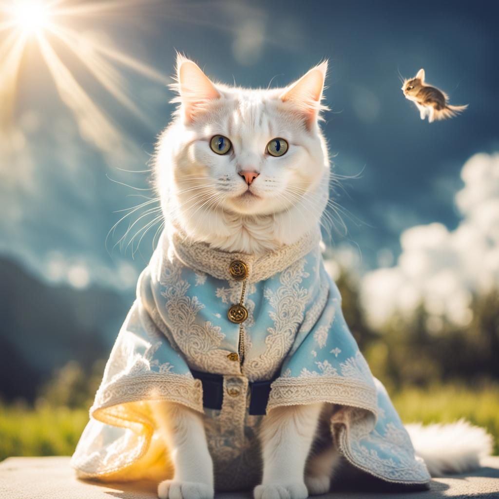 Cat in Clothes in Divine Sunshine
