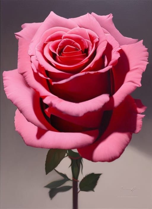 Majestic Rose Oil Painting with Dramatic Lighting