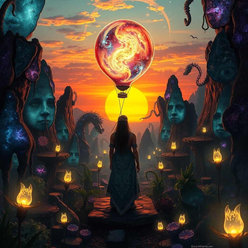 Mystical Shaman in Bioluminescent Dreamscape