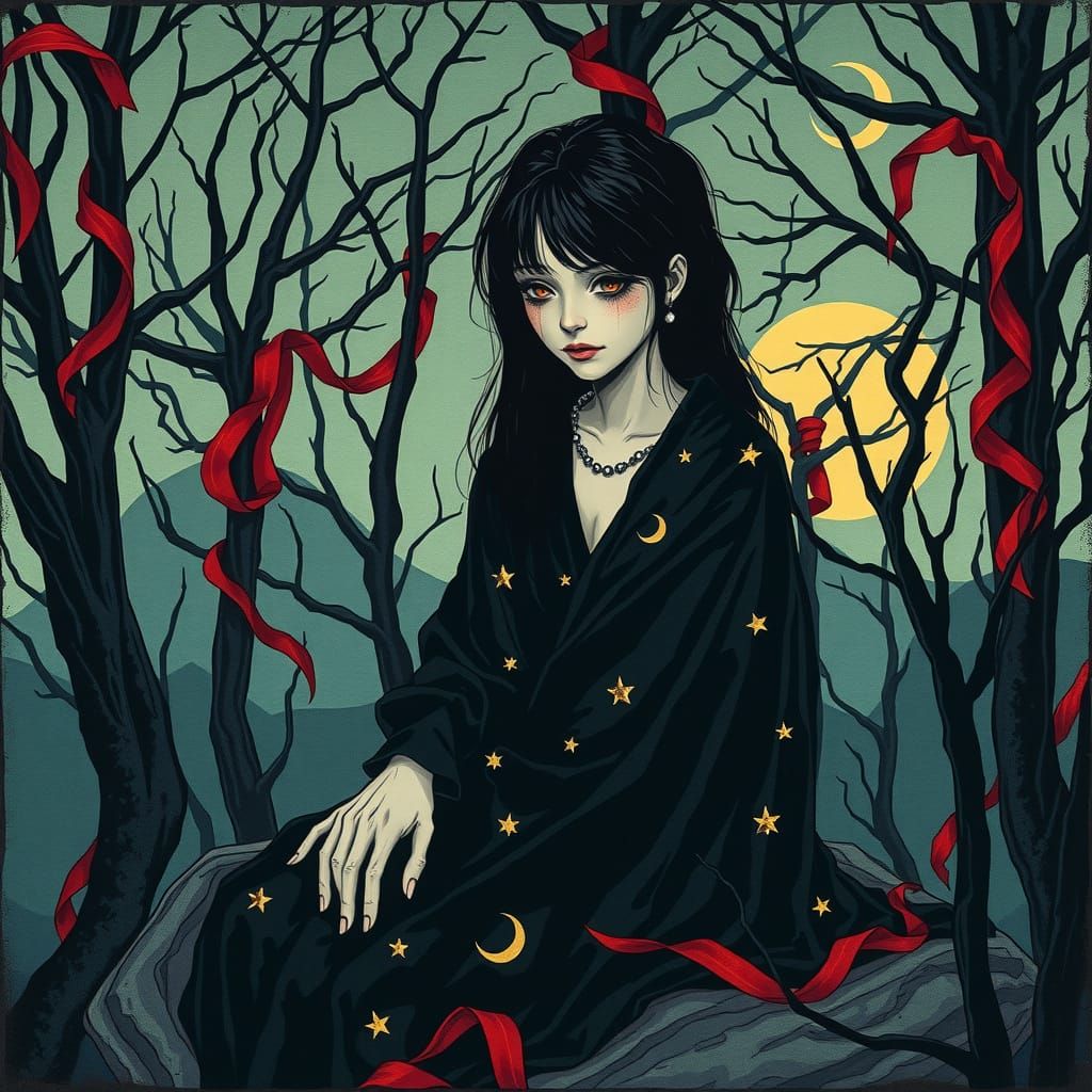 Gothic Romance in a Mystical Forest