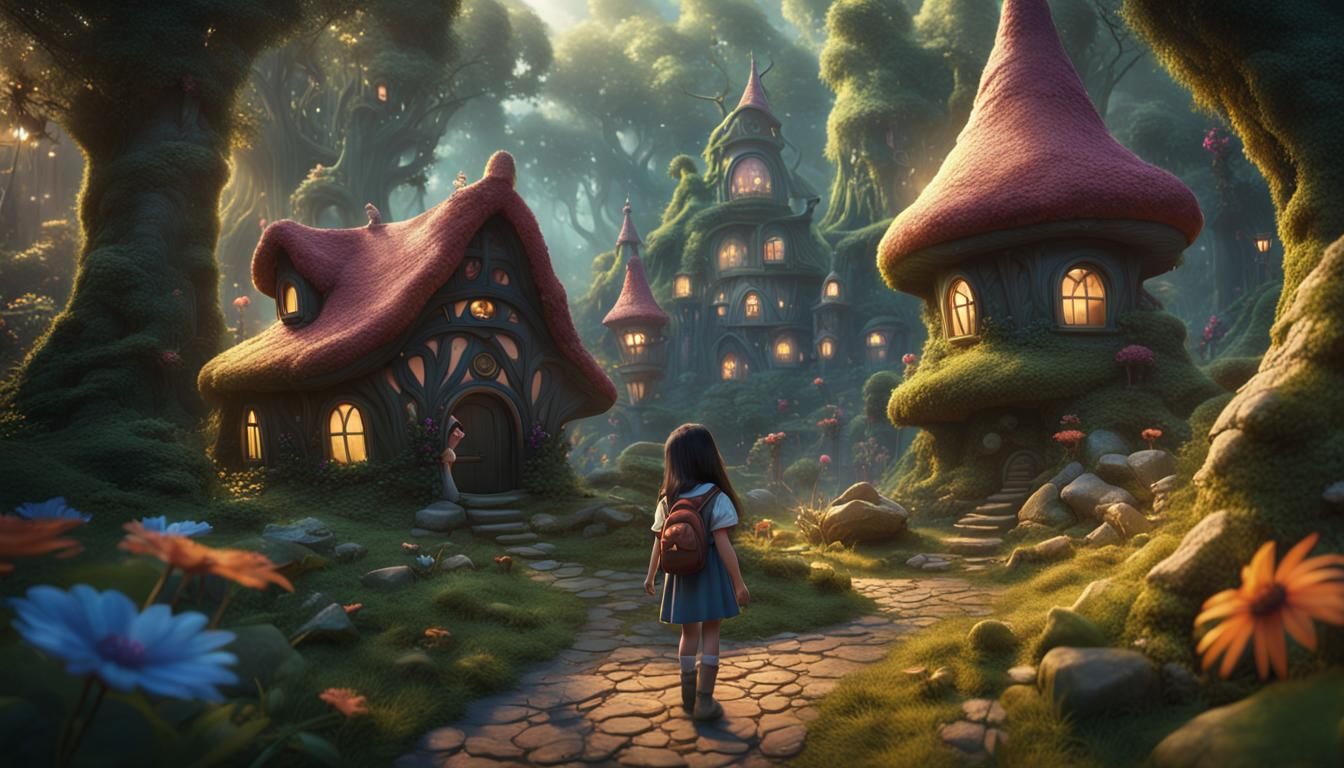 Girl's Delight: Fairy Village Discovery in Forest