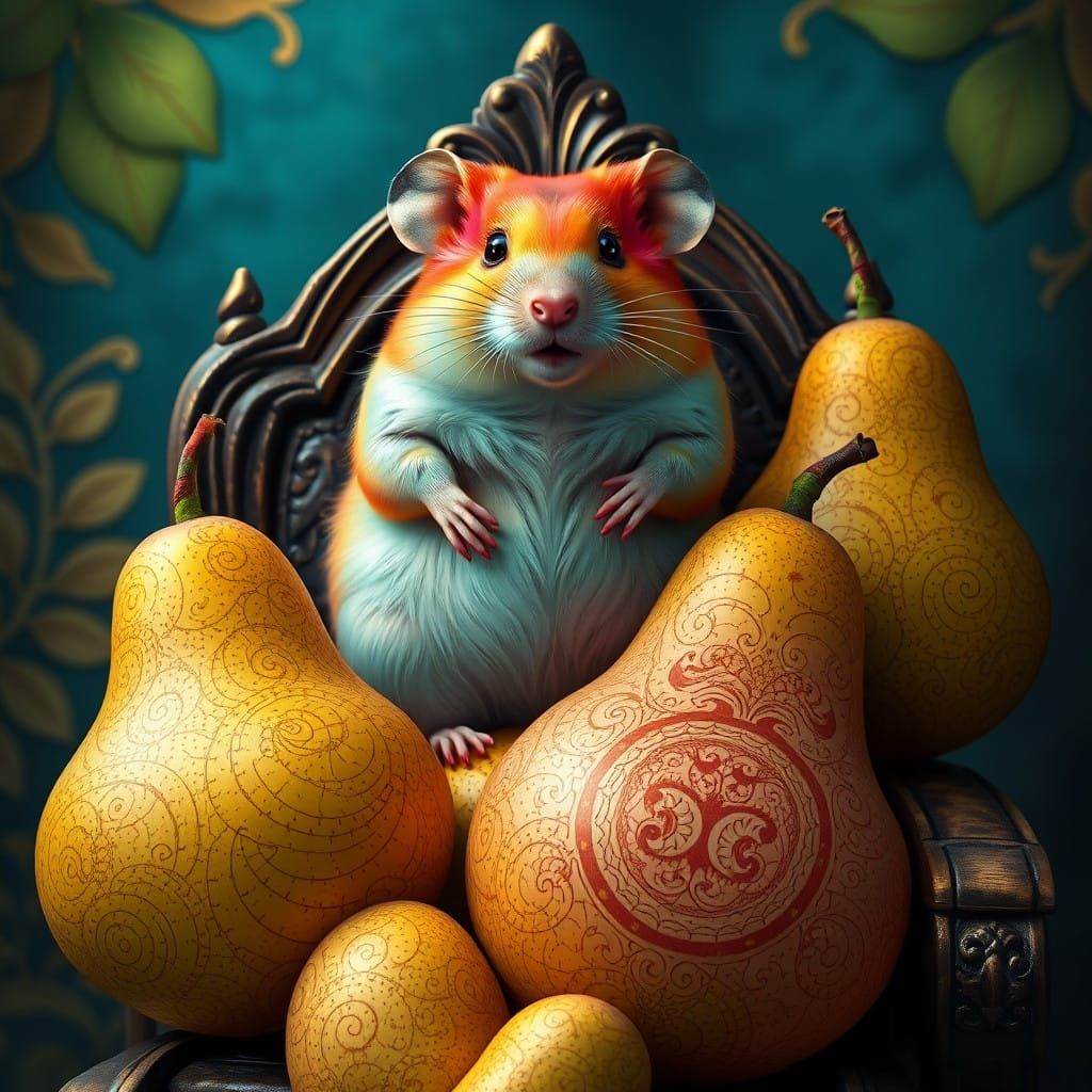 Iridescent Hamster in a Whimsical Dreamscape