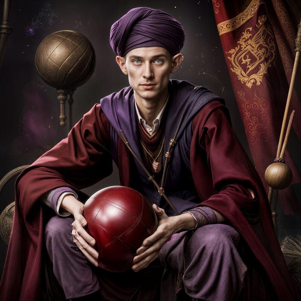 Quirrell with the Quaffle ready for some Quidditch