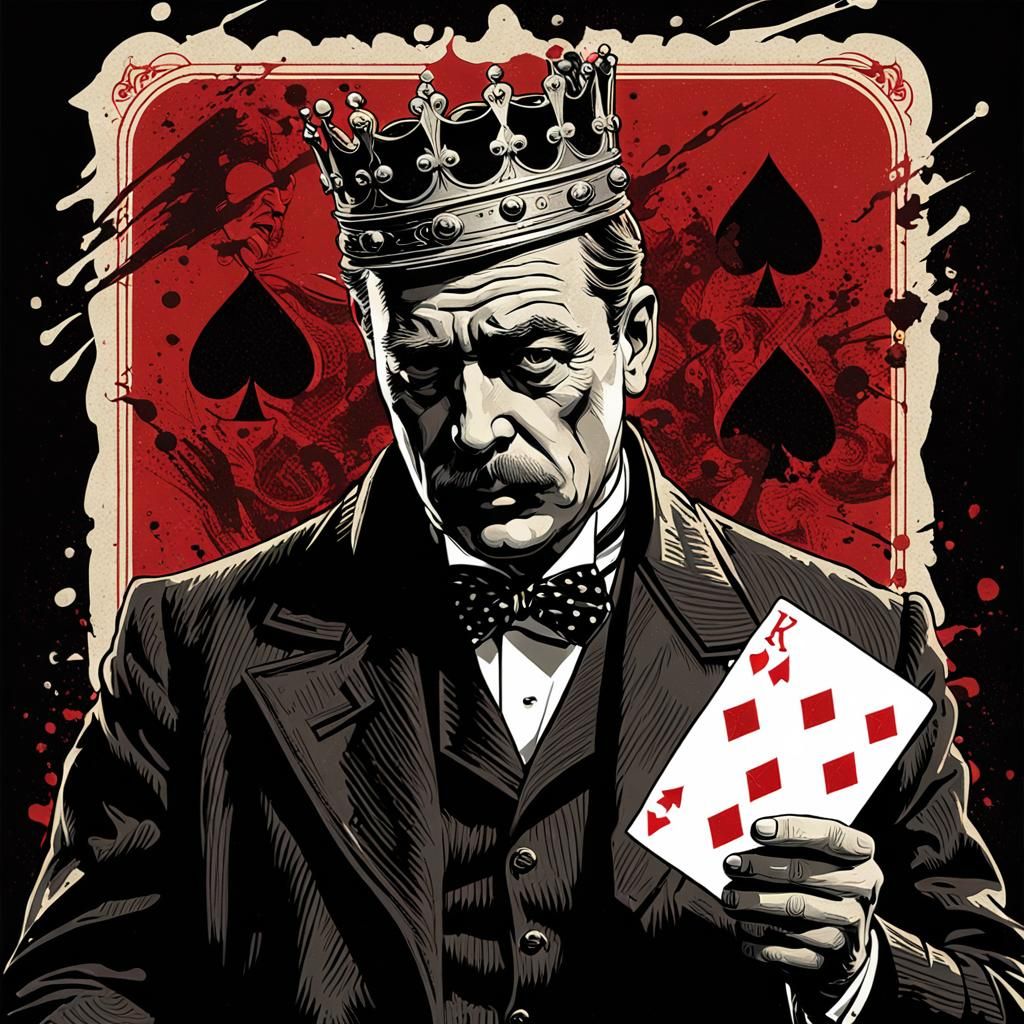 Film Noir King Playing Card in Vintage Style