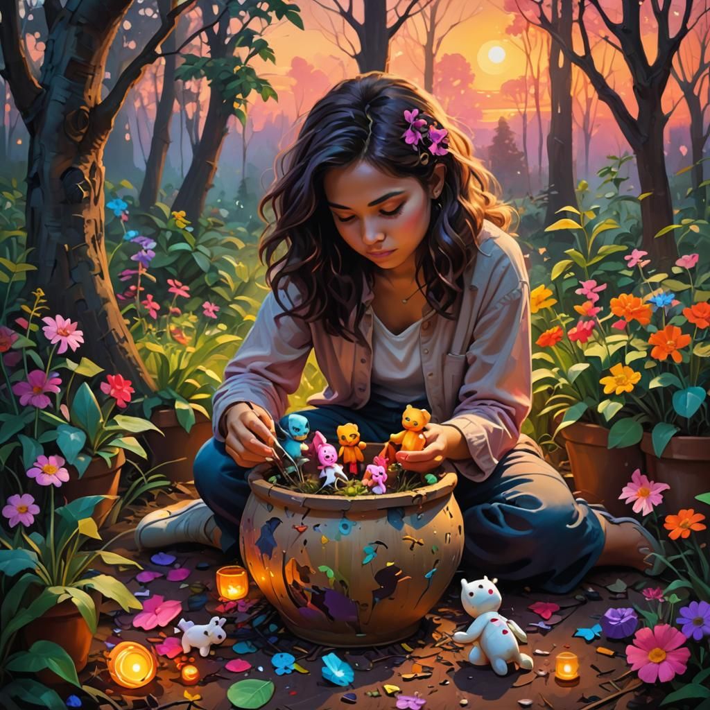 Style: Oil on canvas, whimsical and sweet color palette Ligh...