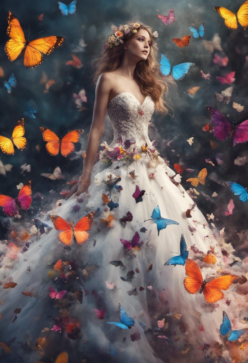 Butterfly Bride in Colorful Fantasy Art