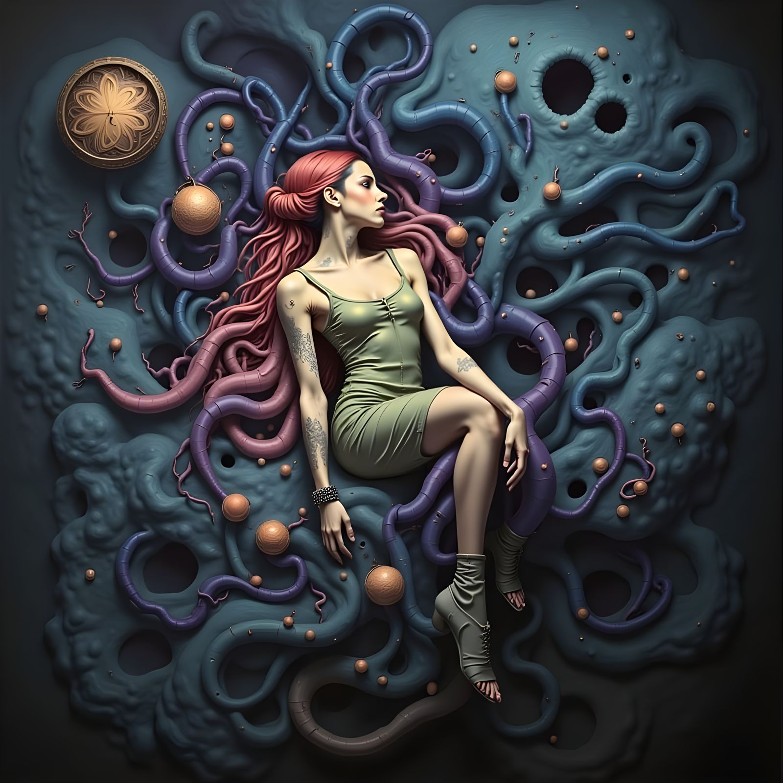 Surrealist Kaleidoscope of Synaesthetic Nightmares in a Haun...