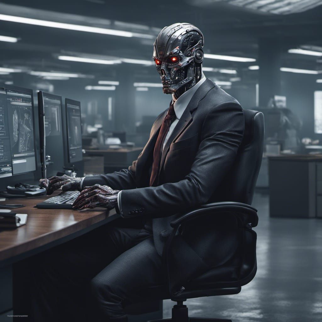 T2000 Terminator as Financial Advisor: Detailed Matte Painti...