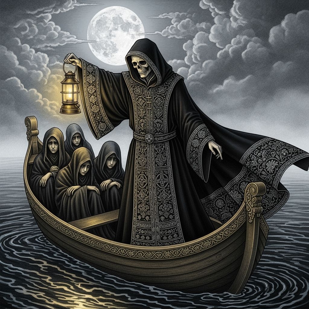 Death Guiding Souls Across the River Styx