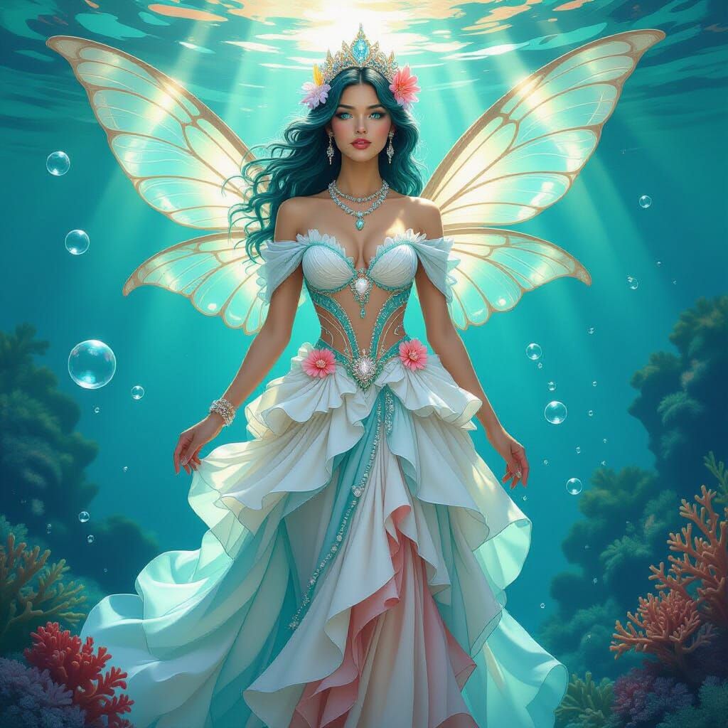 Exotic Ocean Princess in Art Nouveau Style