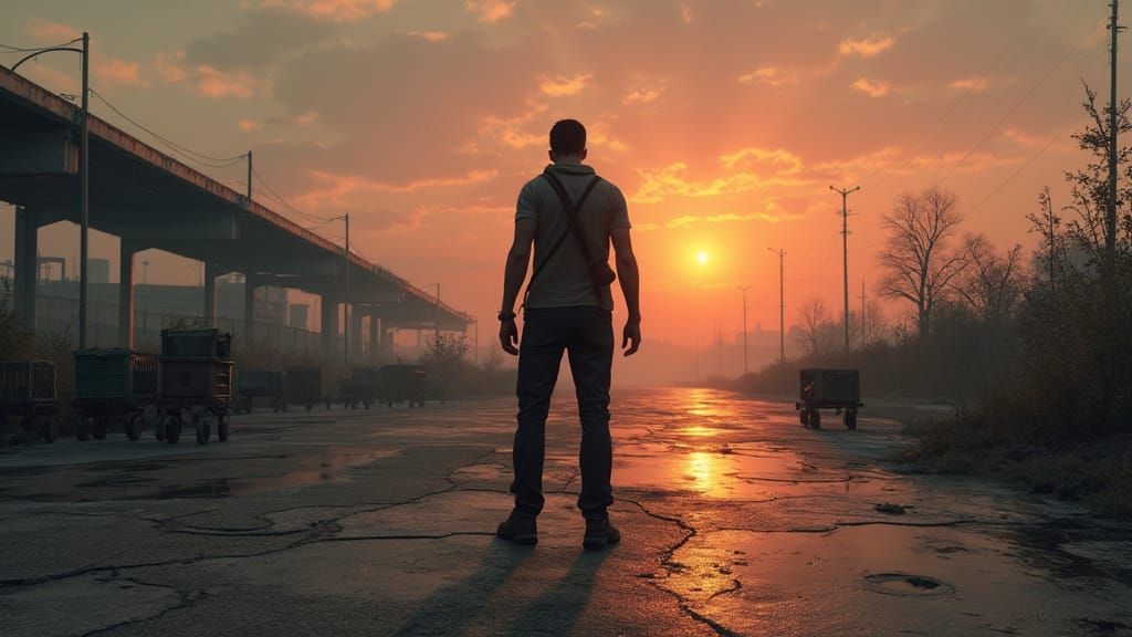 Abandoned Airport Dusk Scene in a Hauntingly Realistic Style