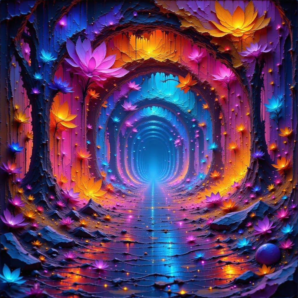 Glowing Phosphorous Dreamscape in Abstract Expressionist Sty...