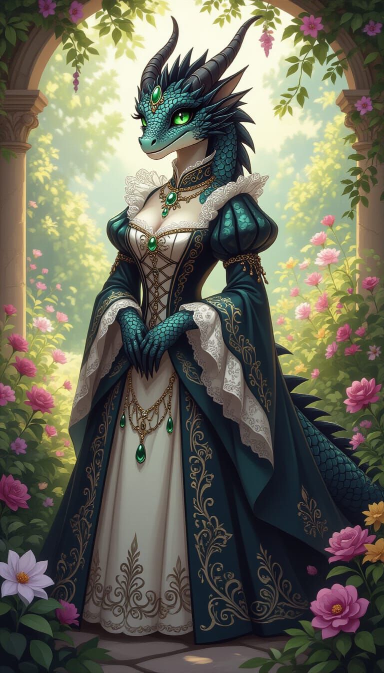Dragon Lady in Tudor Gown, Ethereal Art