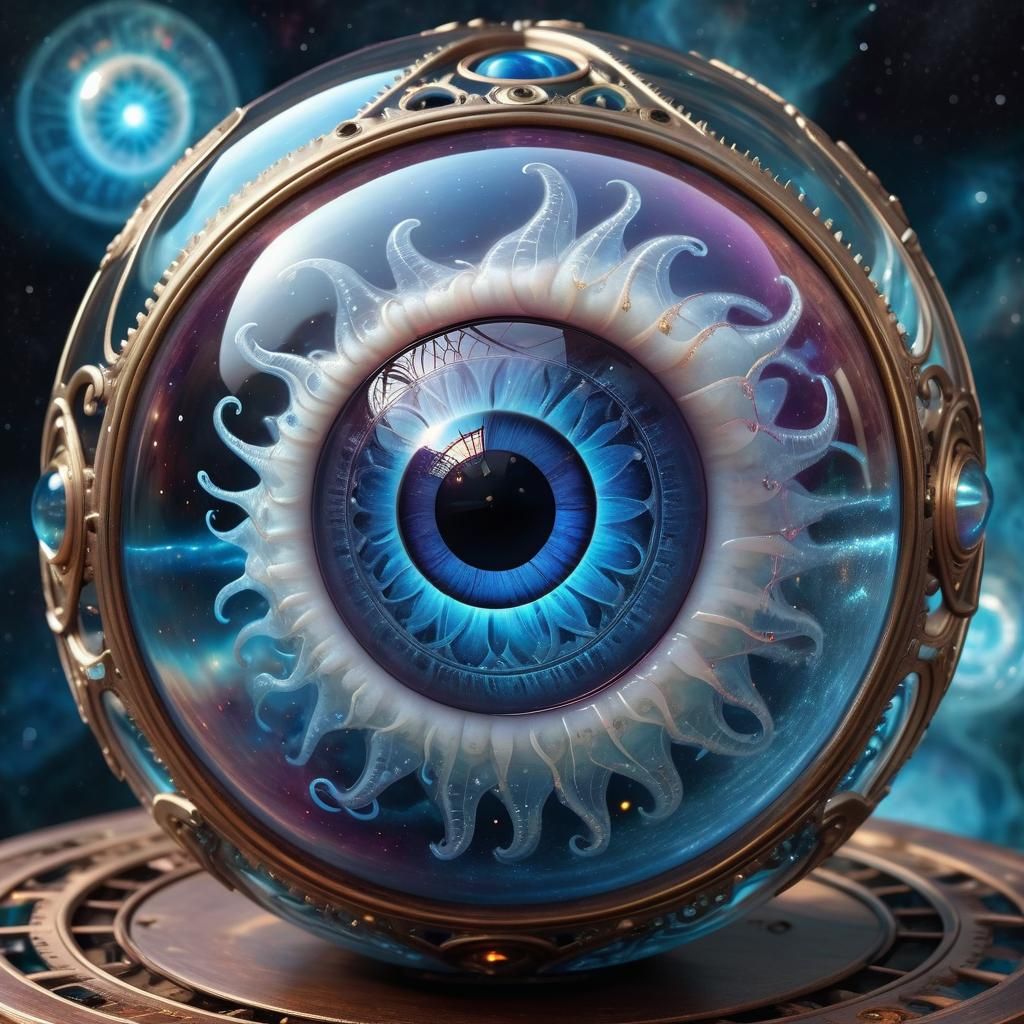 Cosmic Eye with Steampunk Spaceship