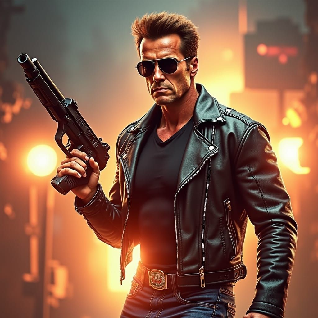 T800 Terminator Movie Poster in Sci-Fi Style