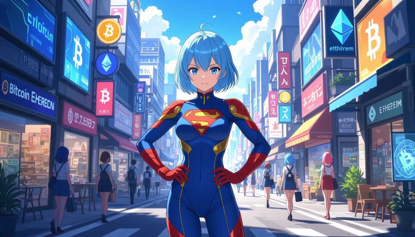 Anime Superhero Girl in Futuristic City Digital Painting