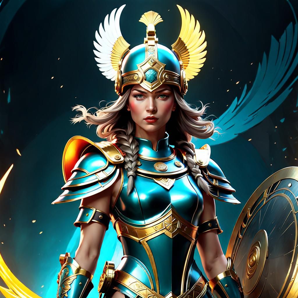 Minerva, the Roman Goddess of Warfare, in a Beautiful Helmet