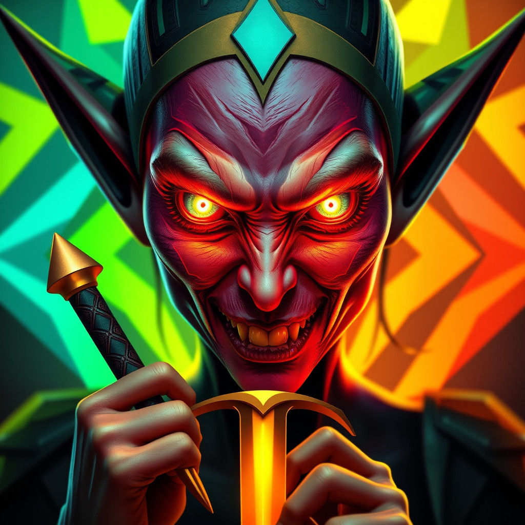 Evil Elf in Electric Bauhaus Kaleidoscope