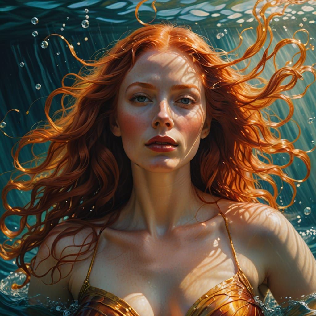 Surreal Oil Painting of a Goddess Rising from the Ocean