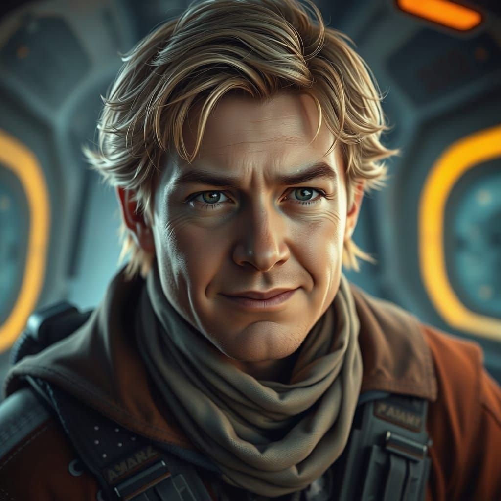 Rebel Pilot in Galactic Civil War, Detailed Matte Painting