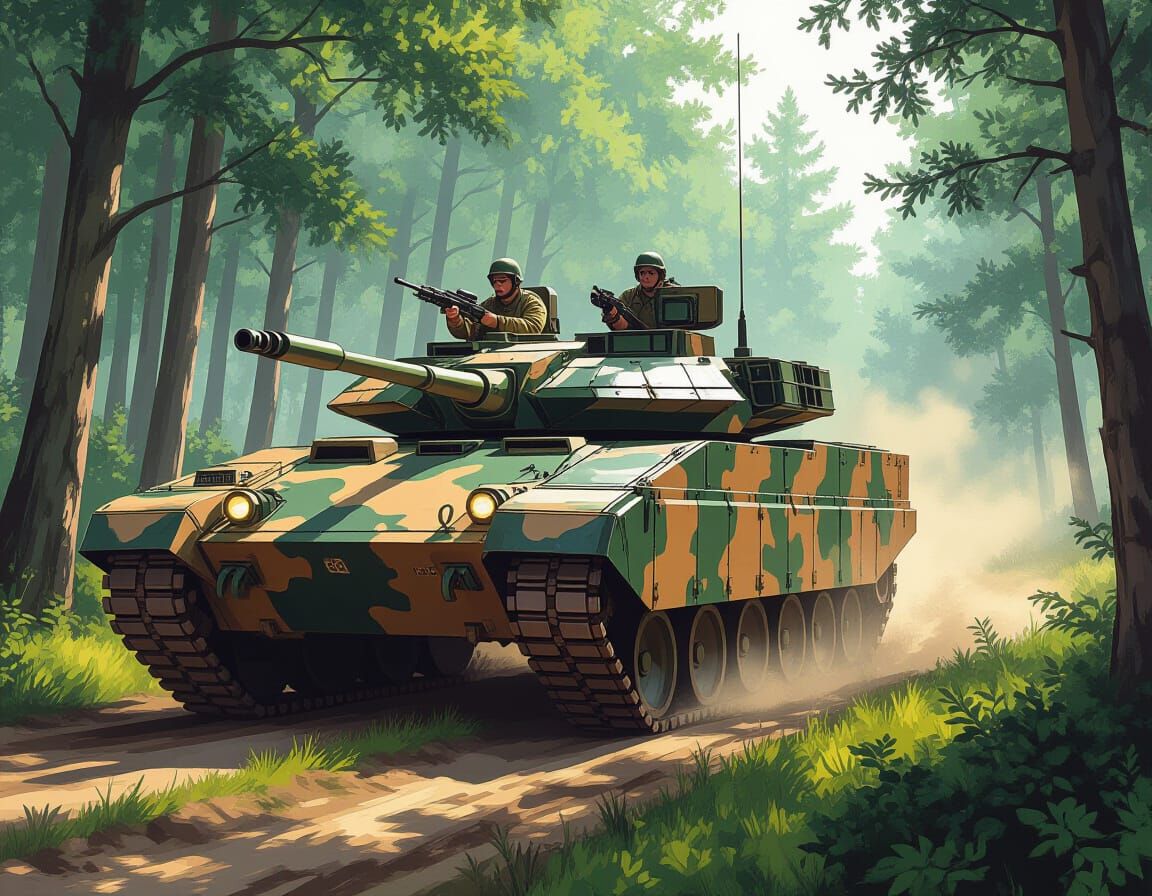 M2 Bradley IFV in Woodland Camo, Digital Art Style