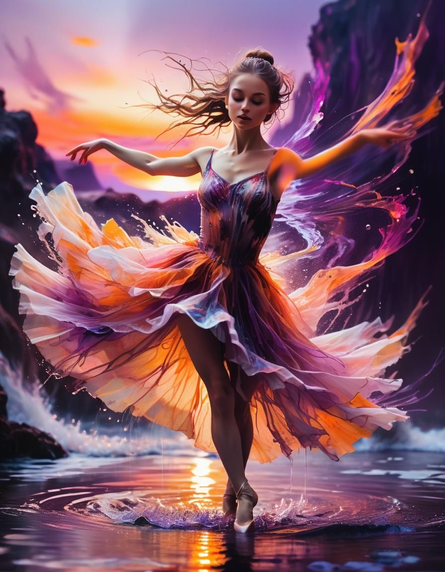 Delicat ballerina swirling through the water