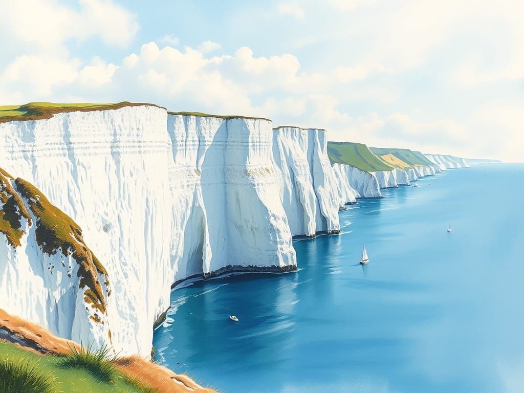White Cliffs of Dover in Clean Airbrush Style
